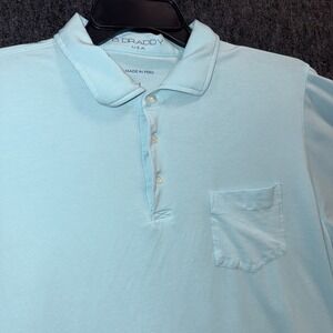 B Draddy Mens Polo Golf Shirt Blue Short Sleeve Pima Cotton Stretch Size Large